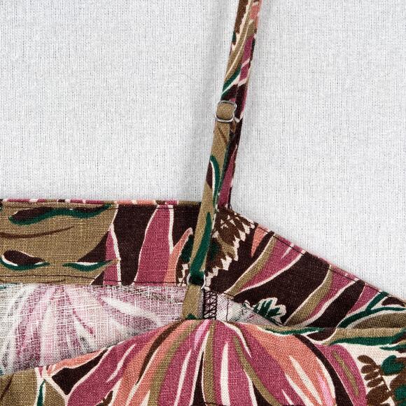 MADEWELL Goldie Linen Mini Dress Womens 2 Tropical Monstera Leaf Print Sumer - Picture 9 of 16